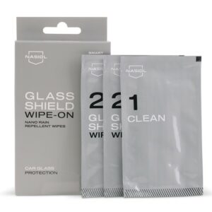 Nasiol GlasShield Wipe-on Nano Rain Repellent Wipes - nanopinnoite tuulilasille